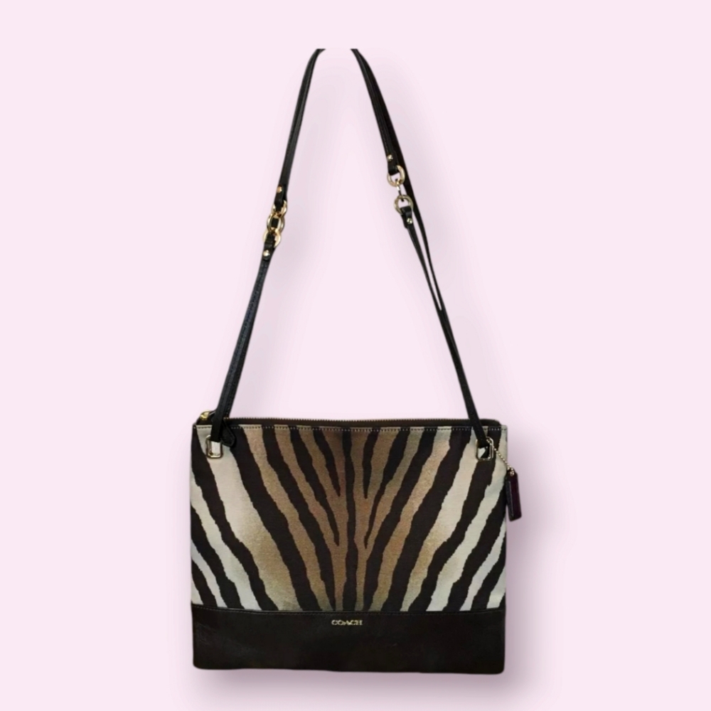 Coach Zebra-Print Crossbody Bag in Black, Brown, Cream
